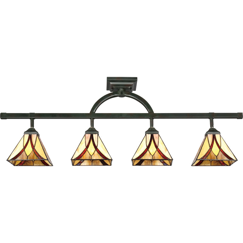 Quoizel Asheville 44in 4-Light Track Light | Traditional Valiant Bronze and Multicolor Art Glass | Kitchen & Living Room | Model TFAS1404VA