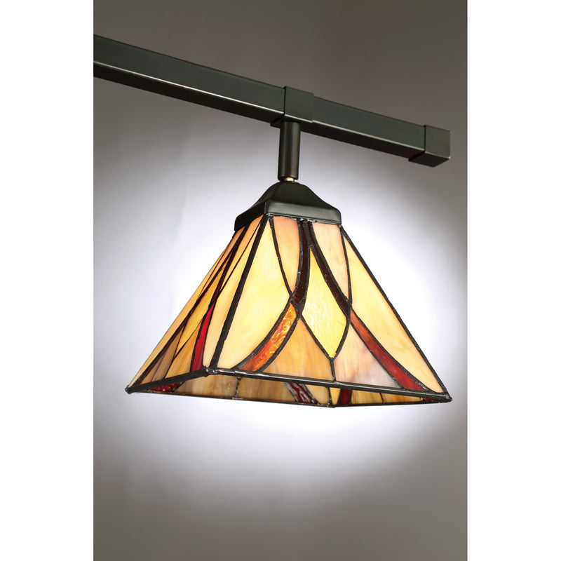 Quoizel Asheville 44in 4-Light Track Light | Traditional Valiant Bronze and Multicolor Art Glass | Kitchen & Living Room | Model TFAS1404VA