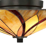 Quoizel Asheville 15in 2-Light Flush Mount | Traditional Valiant Bronze and Multicolor Art Glass | Bedroom & Hallway | Model TFAS1615VA