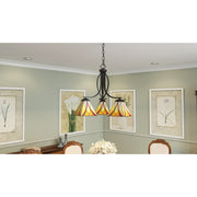 Quoizel Asheville 23in 3-Light Chandelier | Traditional Valiant Bronze and Multicolor Art Glass | Dining Room & Foyer | Model TFAS5003VA