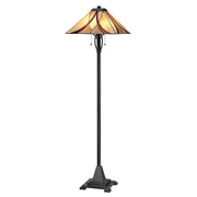 Quoizel Asheville 60in 2-Light Floor Lamp | Traditional Valiant Bronze and Multicolor Art Glass | Living Room & Bedroom | Model TFAS9360VA
