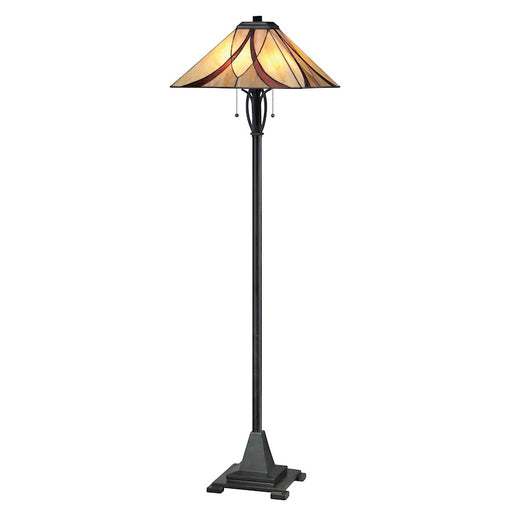 Quoizel Asheville 60in 2-Light Floor Lamp | Traditional Valiant Bronze and Multicolor Art Glass | Living Room & Bedroom | Model TFAS9360VA
