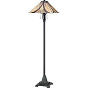 Quoizel Asheville 60in 2-Light Floor Lamp | Traditional Valiant Bronze and Multicolor Art Glass | Living Room & Bedroom | Model TFAS9360VA