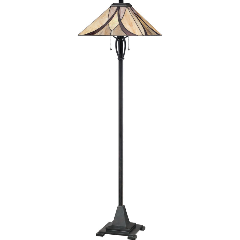 Quoizel Asheville 60in 2-Light Floor Lamp | Traditional Valiant Bronze and Multicolor Art Glass | Living Room & Bedroom | Model TFAS9360VA