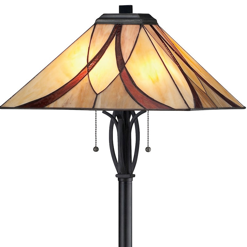 Quoizel Asheville 60in 2-Light Floor Lamp | Traditional Valiant Bronze and Multicolor Art Glass | Living Room & Bedroom | Model TFAS9360VA