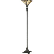 Quoizel Asheville 70in 1-Light Floor Lamp | Traditional Valiant Bronze and Multicolor Art Glass | Living Room & Bedroom | Model TFAS9470VA