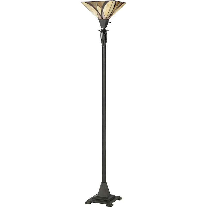 Quoizel Asheville 70in 1-Light Floor Lamp | Traditional Valiant Bronze and Multicolor Art Glass | Living Room & Bedroom | Model TFAS9470VA
