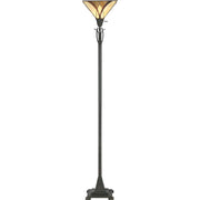 Quoizel Asheville 70in 1-Light Floor Lamp | Traditional Valiant Bronze and Multicolor Art Glass | Living Room & Bedroom | Model TFAS9470VA