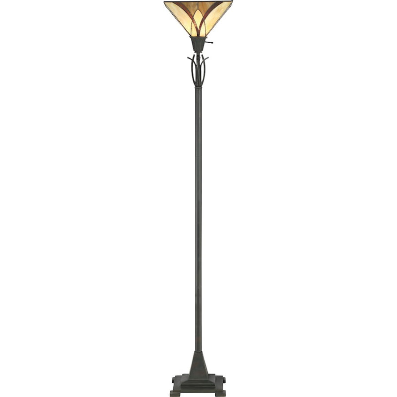 Quoizel Asheville 70in 1-Light Floor Lamp | Traditional Valiant Bronze and Multicolor Art Glass | Living Room & Bedroom | Model TFAS9470VA