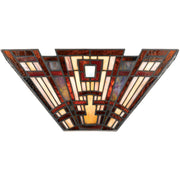 Quoizel Classic Craftsman 16in 2-Light Wall Sconce | Multicolor Art Glass | Bedroom & Hallway Accent Light | 16.3 x 5.5 x 7 in | Model TFCC8802