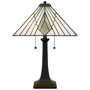 Quoizel Duvane 16in 2-Light Table Lamp | Tiffany Matte Black and Multicolor Art Glass | Bedroom & Living Room | 16 x 16 x 23.5 in | Model TFDV6323MBK
