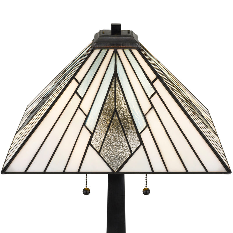 Quoizel Duvane 16in 2-Light Table Lamp | Tiffany Matte Black and Multicolor Art Glass | Bedroom & Living Room | 16 x 16 x 23.5 in | Model TFDV6323MBK
