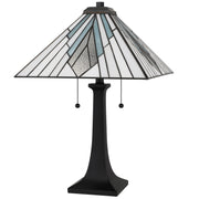 Quoizel Duvane 16in 2-Light Table Lamp | Tiffany Matte Black and Multicolor Art Glass | Bedroom & Living Room | 16 x 16 x 23.5 in | Model TFDV6323MBK