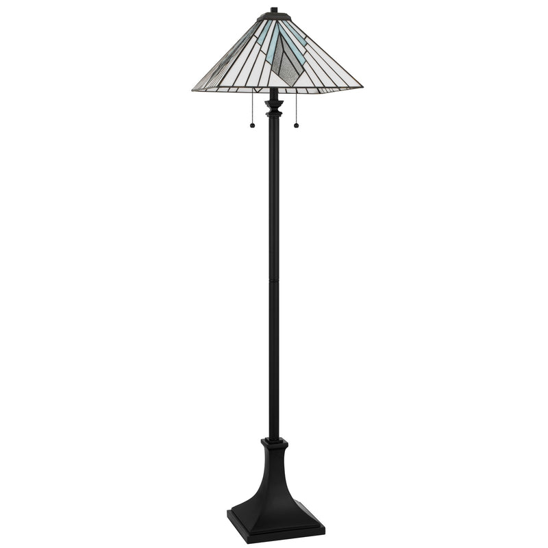 Quoizel Duvane 17in 2-Light Floor Lamp | Tiffany Matte Black and Multicolor Art Glass | Living Room & Reading Nook | Model TFDV9363MBK