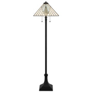 Quoizel Duvane 17in 2-Light Floor Lamp | Tiffany Matte Black and Multicolor Art Glass | Living Room & Reading Nook | Model TFDV9363MBK