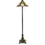 Quoizel Inglenook 17in 2-Light Floor Lamp | Tiffany Valiant Bronze and Multicolor Art Glass | Living Room & Reading Nook | Model TFF16191A5VA
