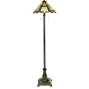 Quoizel Inglenook 17in 2-Light Floor Lamp | Tiffany Valiant Bronze and Multicolor Art Glass | Living Room & Reading Nook | Model TFF16191A5VA