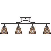 Quoizel Inglenook 42in 4-Light Track Light | Tiffany Valiant Bronze and Multicolor Art Glass | Kitchen Island & Bar | Model TFIK1404VA