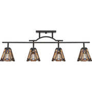 Quoizel Inglenook 42in 4-Light Track Light | Tiffany Valiant Bronze and Multicolor Art Glass | Kitchen Island & Bar | Model TFIK1404VA