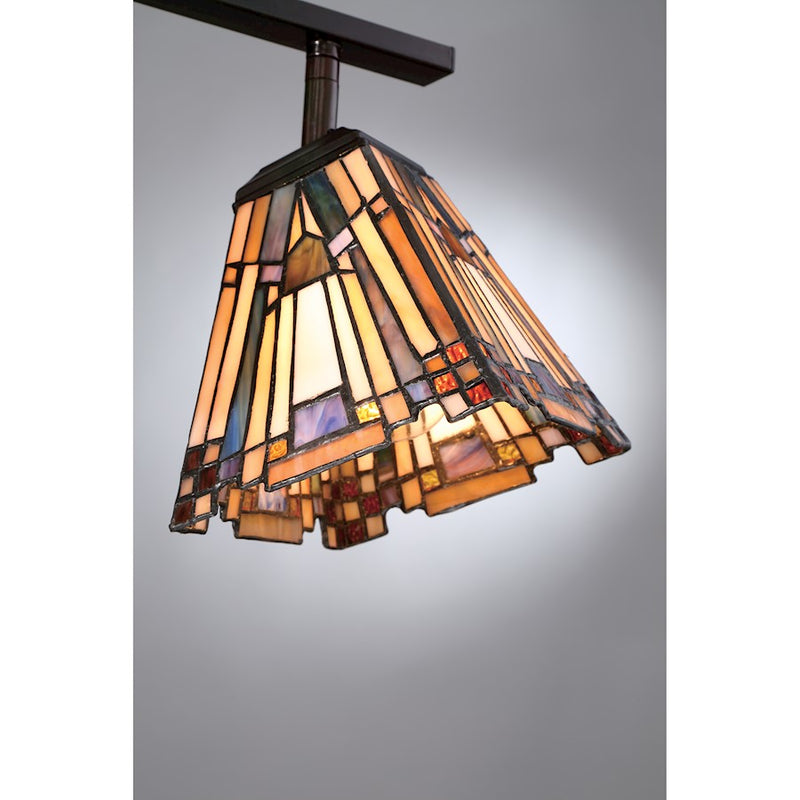 Quoizel Inglenook 42in 4-Light Track Light | Tiffany Valiant Bronze and Multicolor Art Glass | Kitchen Island & Bar | Model TFIK1404VA