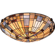 Quoizel Inglenook 16.5in 2-Light Flush Mount | Tiffany Valiant Bronze and Multicolor Art Glass | Hallway & Bedroom | Model TFIK1617VA