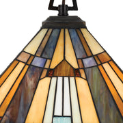 Quoizel Inglenook 17in 3-Light Pendant | Tiffany Valiant Bronze and Multicolor Art Glass | Kitchen Island & Bar | 17 x 17 x 12.5 in | Model TFIK1817VA