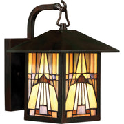 Quoizel Inglenook 10.5in 1-Light Outdoor Wall Lantern | Tiffany Valiant Bronze and Multicolor Art Glass | Porch & Entryway | Model TFIK8407VA