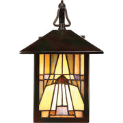 Quoizel Inglenook 10.5in 1-Light Outdoor Wall Lantern | Tiffany Valiant Bronze and Multicolor Art Glass | Porch & Entryway | Model TFIK8407VA