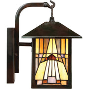 Quoizel Inglenook 10.5in 1-Light Outdoor Wall Lantern | Tiffany Valiant Bronze and Multicolor Art Glass | Porch & Entryway | Model TFIK8407VA