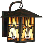 Quoizel Inglenook 10in 1-Light Outdoor Wall Lantern | Traditional Valiant Bronze and Multicolor Art Glass | Porch & Entryway | Model TFIK8409VA