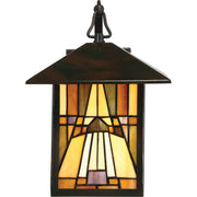 Quoizel Inglenook 10in 1-Light Outdoor Wall Lantern | Traditional Valiant Bronze and Multicolor Art Glass | Porch & Entryway | Model TFIK8409VA
