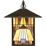 Quoizel Inglenook 13in 1-Light Outdoor Wall Lantern | Traditional Valiant Bronze and Multicolor Art Glass | Porch & Garage | Model TFIK8411VA