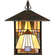 Quoizel Inglenook 13in 1-Light Outdoor Wall Lantern | Traditional Valiant Bronze and Multicolor Art Glass | Porch & Garage | Model TFIK8411VA