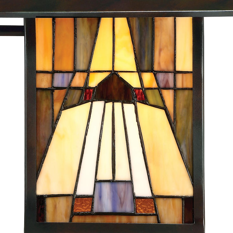 Quoizel Inglenook 13in 1-Light Outdoor Wall Lantern | Traditional Valiant Bronze and Multicolor Art Glass | Porch & Garage | Model TFIK8411VA