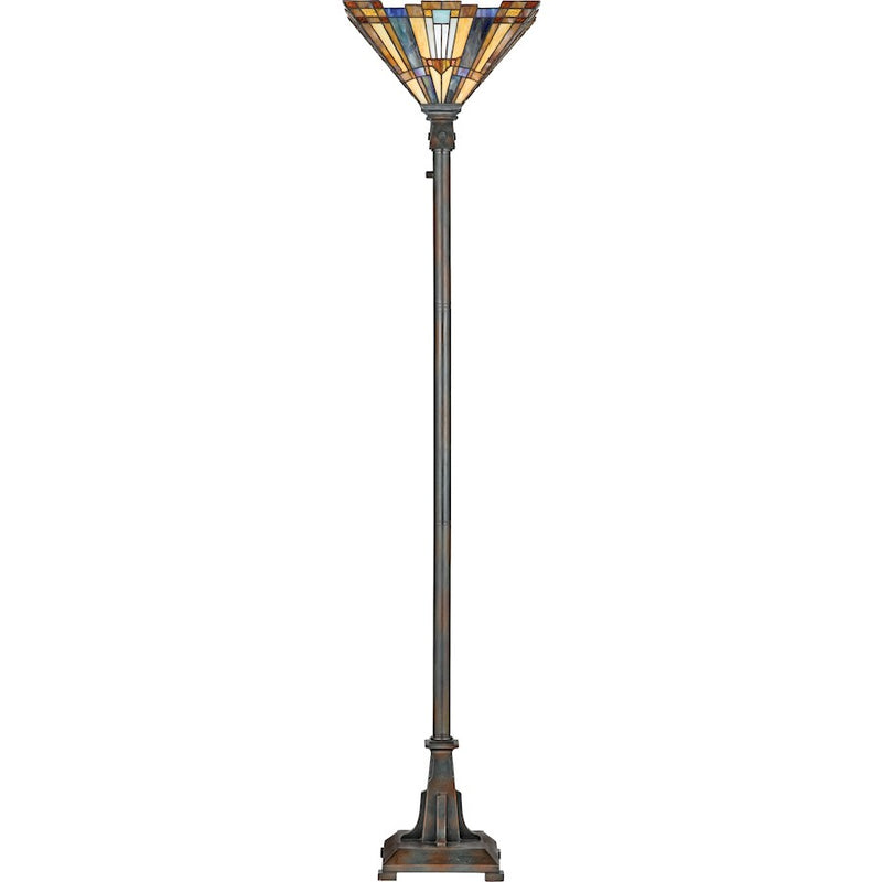 Quoizel Inglenook 71in 1-Light Floor Lamp | Traditional Valiant Bronze and Multicolor Art Glass | Living Room & Bedroom | Model TFIK9471VA