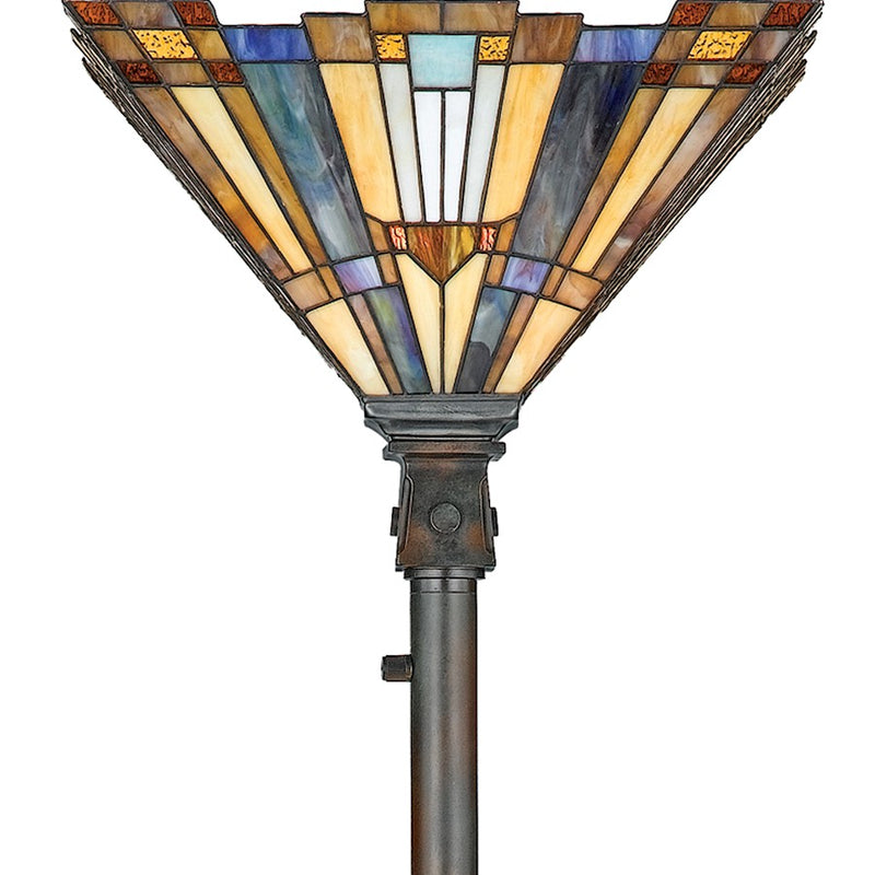 Quoizel Inglenook 71in 1-Light Floor Lamp | Traditional Valiant Bronze and Multicolor Art Glass | Living Room & Bedroom | Model TFIK9471VA