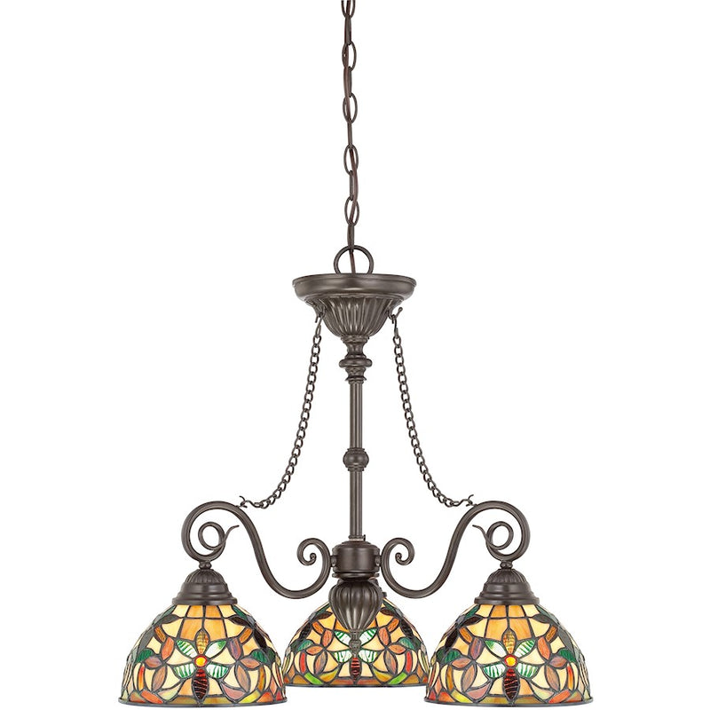 Quoizel 3 Light Kami Chandelier in Vintage Bronze