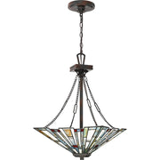 Quoizel Maybeck 17in 3-Light Pendant | Tiffany Valiant Bronze and Multicolor Art Glass | Dining Room & Kitchen Island | Model TFMK2817VA