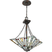 Quoizel Maybeck 17in 3-Light Pendant | Tiffany Valiant Bronze and Multicolor Art Glass | Dining Room & Kitchen Island | Model TFMK2817VA