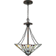 Quoizel Maybeck 17in 3-Light Pendant | Tiffany Valiant Bronze and Multicolor Art Glass | Dining Room & Kitchen Island | Model TFMK2817VA
