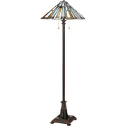 Quoizel Maybeck 17in 2-Light Floor Lamp | Tiffany Valiant Bronze and Multicolor Art Glass | Living Room & Bedroom | 17 x 17 x 62 in | Model TFMK9362VA