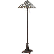 Quoizel Maybeck 17in 2-Light Floor Lamp | Tiffany Valiant Bronze and Multicolor Art Glass | Living Room & Bedroom | 17 x 17 x 62 in | Model TFMK9362VA