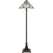 Quoizel Maybeck 17in 2-Light Floor Lamp | Tiffany Valiant Bronze and Multicolor Art Glass | Living Room & Bedroom | 17 x 17 x 62 in | Model TFMK9362VA
