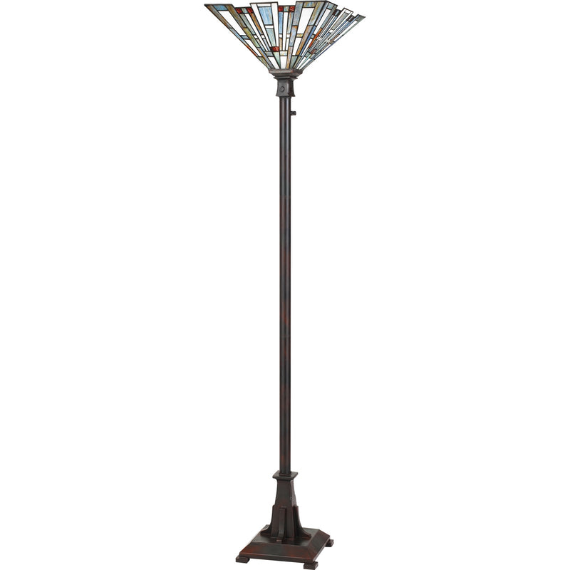 Quoizel Maybeck 16in 1-Light Floor Lamp | Tiffany Valiant Bronze and Multicolor Art Glass | Living Room & Bedroom | 16 x 16 x 71 in | Model TFMK9471VA