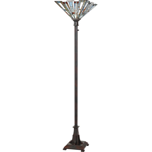 Quoizel Maybeck 16in 1-Light Floor Lamp | Tiffany Valiant Bronze and Multicolor Art Glass | Living Room & Bedroom | 16 x 16 x 71 in | Model TFMK9471VA