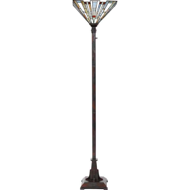 Quoizel Maybeck 16in 1-Light Floor Lamp | Tiffany Valiant Bronze and Multicolor Art Glass | Living Room & Bedroom | 16 x 16 x 71 in | Model TFMK9471VA
