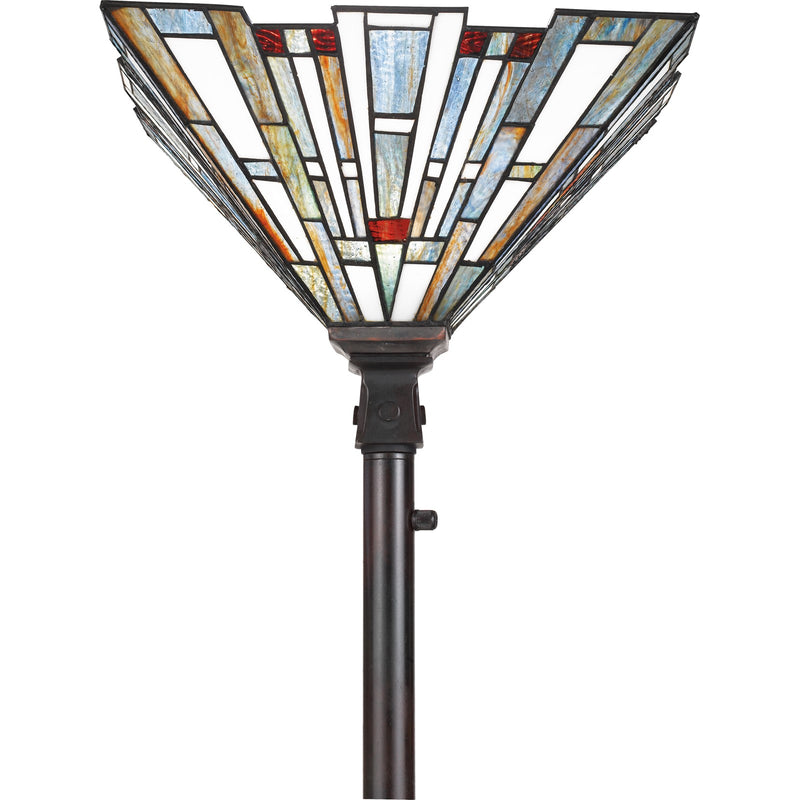 Quoizel Maybeck 16in 1-Light Floor Lamp | Tiffany Valiant Bronze and Multicolor Art Glass | Living Room & Bedroom | 16 x 16 x 71 in | Model TFMK9471VA