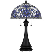Quoizel Wisteria Bloom 16in 2-Light Table Lamp | Tiffany Matte Black and Multicolor Art Glass | Living Room & Bedroom | Model TFNR6325MBK