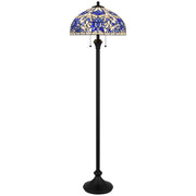 Quoizel Wisteria Bloom 18in 2-Light Floor Lamp | Traditional Matte Black and Blue Art Glass | Living Room & Bedroom Reading | Model TFNR9362MBK