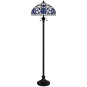 Quoizel Wisteria Bloom 18in 2-Light Floor Lamp | Traditional Matte Black and Blue Art Glass | Living Room & Bedroom Reading | Model TFNR9362MBK